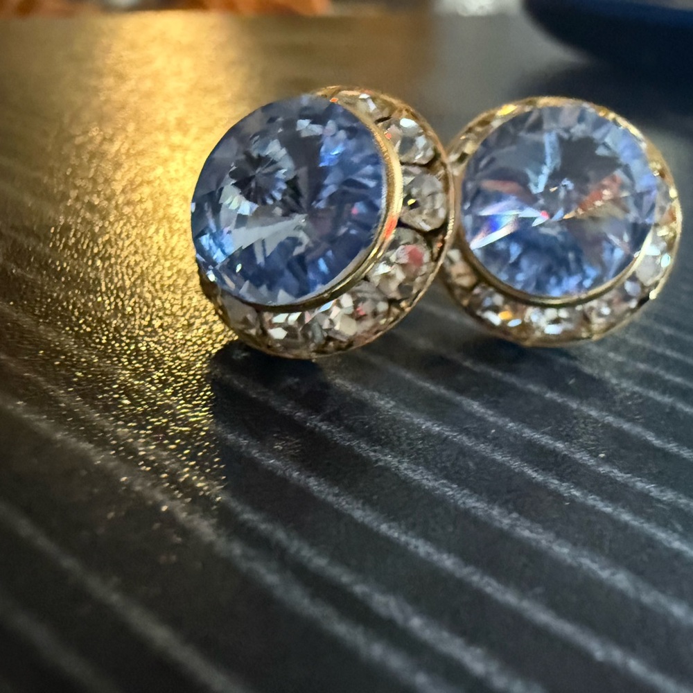 Elegant Blue and Gold Stud Earrings